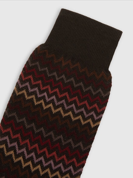 Short socks in pure cotton with zig-zag pattern., Multicoloured  - LS25SS09BV00HKSM67S