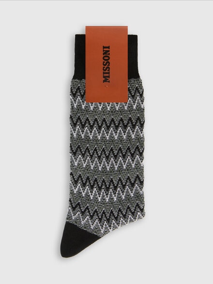 Short socks in cotton blend with zig-zag pattern., Multicoloured  - LS25SS0ABV00HKSM67R