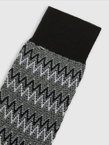 Short socks in cotton blend with zig-zag pattern., Multicoloured  - LS25SS0ABV00HKSM67R