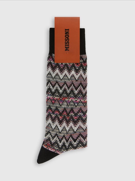 Short socks in 100% cotton with striped zig-zag pattern., Multicoloured  - LS25SS0BBV00HKSM67T