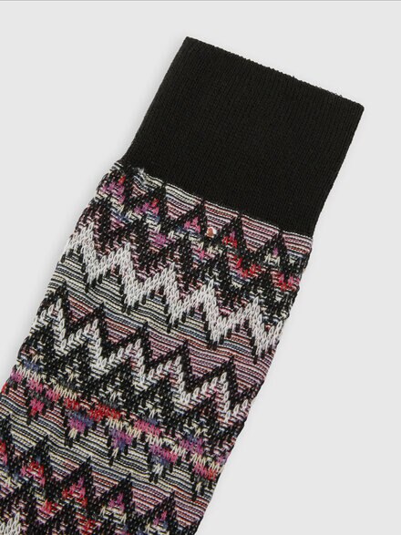 Short socks in 100% cotton with striped zig-zag pattern., Multicoloured  - LS25SS0BBV00HKSM67T
