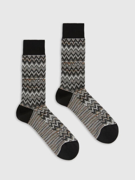 Calzini medi misto cotone zig zag e linee, Multicolore  - LS25SS0CBV00HKSM67R
