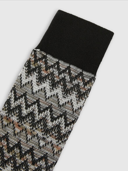 Mid-length socks cotton blend zig zag and lines, Multicoloured  - LS25SS0CBV00HKSM67R