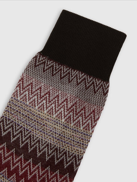 Mid-length socks cotton blend zig zag and lines, Multicoloured  - LS25SS0CBV00HKSM67S