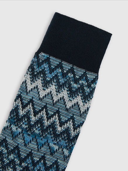Mid-length socks cotton blend zig zag and lines, Multicoloured  - LS25SS0CBV00HKSM67W