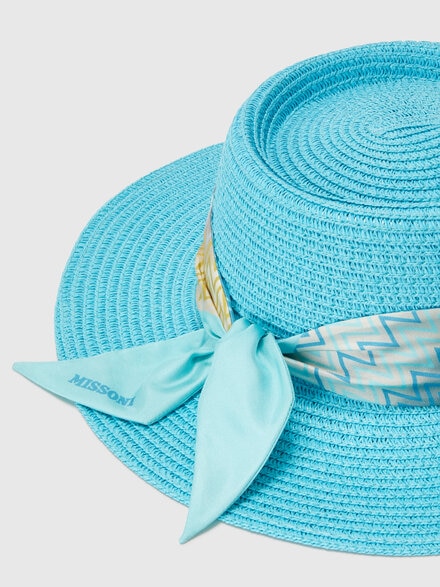 Sombrero de paja con banda de patrón en zigzag, Multicolor  - LS25SS0EBV00HLSM67S