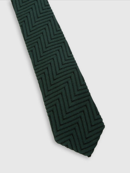 Tie cotton and viscose blend zig zag, Multicoloured  - LS25SS0PBV00HKSM67R