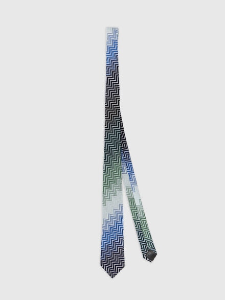 100% cotton tie with zigzag dégradé pattern, Multicoloured  - LS25SS0QBV00HKSM67R