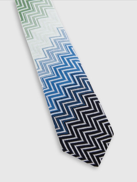 100% cotton tie with zigzag dégradé pattern, Multicoloured  - LS25SS0QBV00HKSM67R