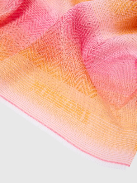 Viscose blend scarf with zigzag pattern, Multicoloured  - LS25SS16BV00HLSM67R