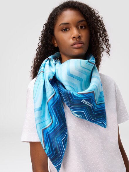 100% silk scarf with chevron print, Multicoloured  - LS25SS1BBV00HLSM67R