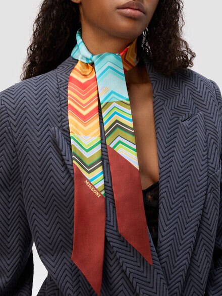 Silk zig zag bandeau scarf with logo, Multicoloured  - LS25SS1HBV00HLSM67U