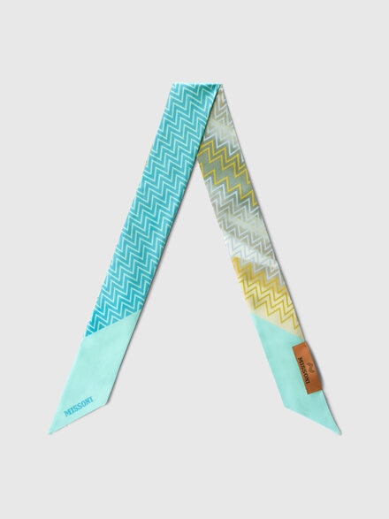 Foulard bandeau in seta zig zag e logo, Multicolore  - LS25SS1JBV00HLSM67S