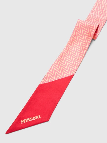 Pañuelo bandeau de seda con motivo zigzag y logo, Multicolor  - LS25SS1JBV00HLSM67U