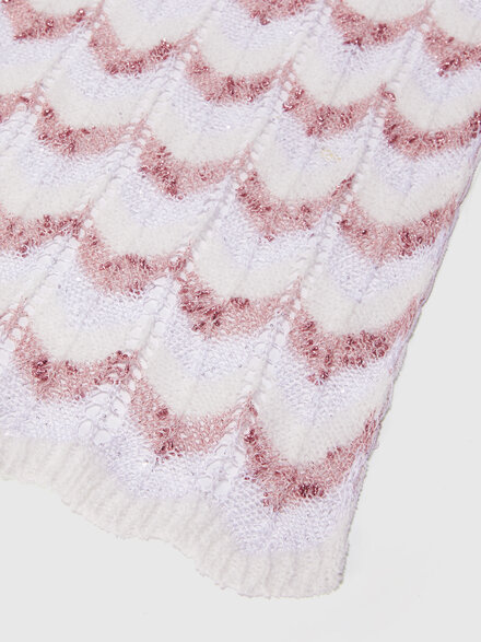 Knit scarf with chevron pattern, Multicoloured  - LS25SS1MBV00HLSM67R