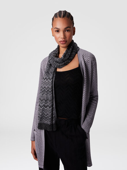 Zig zag viscose blend scarf, Multicoloured  - LS25SS1NBV00HLSM67T