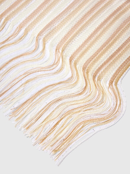 Striped scarf with fringes, Multicoloured  - LS25SS1PBV00HLSM67R