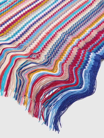 100% viscose scarf with zigzag pattern and fringes, Multicoloured  - LS25SS1VBV00HLSM67U