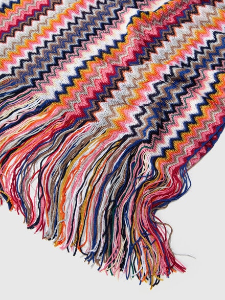 100% viscose scarf with chevron pattern and fringes, Multicoloured  - LS25SS1WBV00HLSM67R