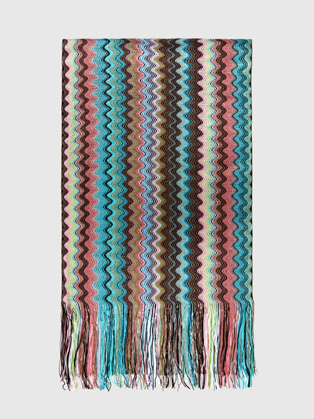 Sciarpa in 100% viscosa motivo onde con frange, Multicolore  - LS25SS1XBV00HLSM67S