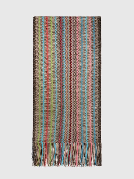 Sciarpa in misto viscosa zig zag con frange, Multicolore  - LS25SS1YBV00HLSM67T