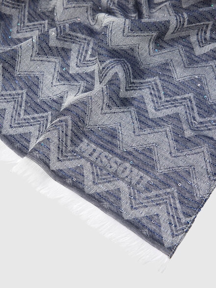 Estola con logotipo estampado en zigzag y lentejuelas, Multicolor  - LS25SS22BV00HLSM67S