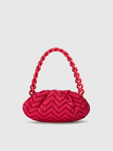 Pouch misto cotone zig zag con tracolla a catena, Rosa   - LS25SX05BV00HQS30FD