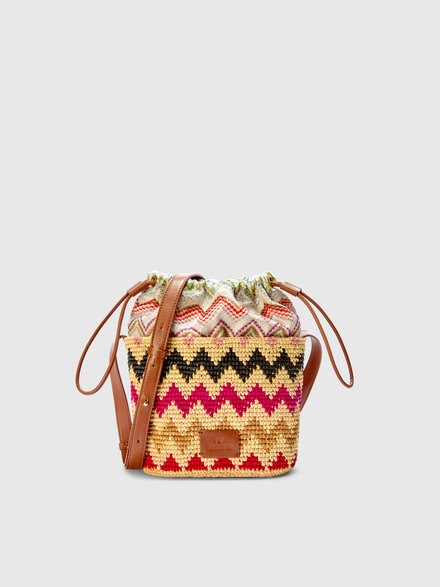 Raffia shoulder bag, Black Multicoloured  - LS25SX07BV00HQSM9SC