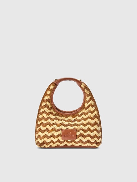 Raffia hobo bag, Brown Multicoloured  - LS25SX0ABV00HQS01IB
