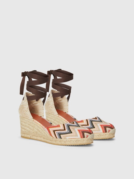 Zig zag pattern espadrilles with medium wedge, Pink   - LS25SY01BV00HOS30FE