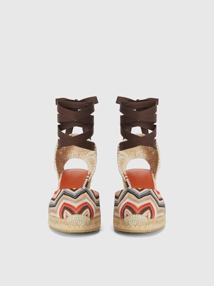 Zig zag pattern espadrilles with medium wedge, Pink   - LS25SY01BV00HOS30FE