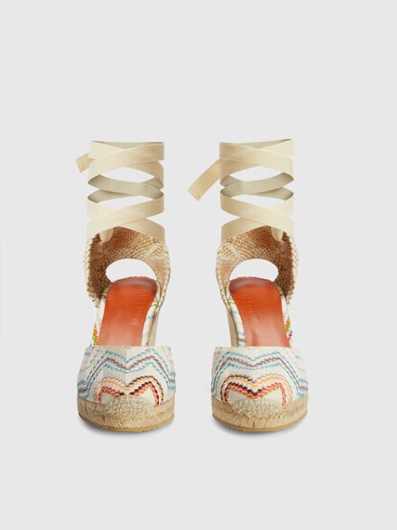Espadrilles with zigzag pattern and high wedge heel, Blue - LS25SY02BV00HOS72N3