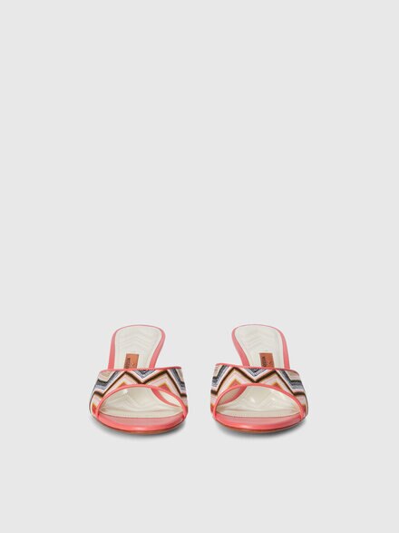 Chevron sandals with heel and leather trims, Pink   - LS25SY07BV00HOS30FE