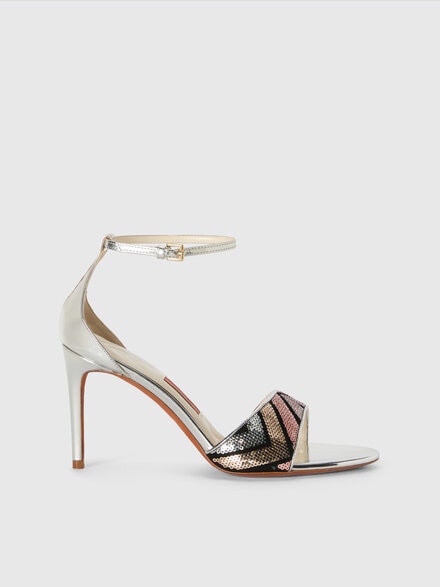 Sandal with adjustable strap and zig zag pattern, Multicoloured  - LS25SY0ABV00HOSM9J8