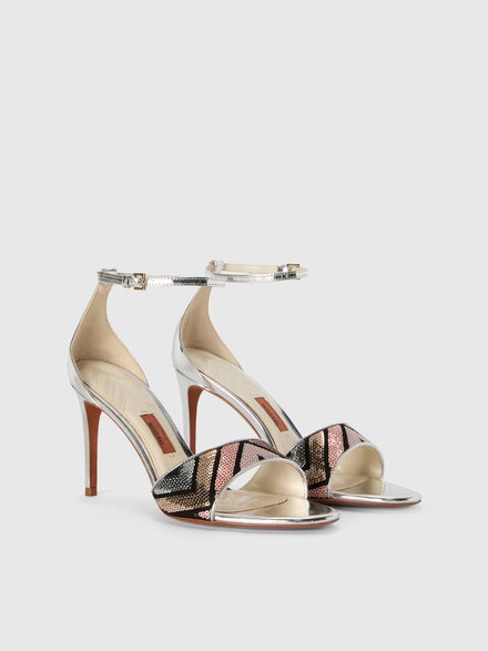 Sandal with adjustable strap and zig zag pattern, Multicoloured  - LS25SY0ABV00HOSM9J8