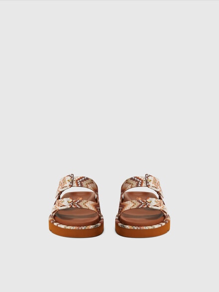 Sandal with double zigzag strap and buckle, Brown - LS25SY0BBV00HOS80DX