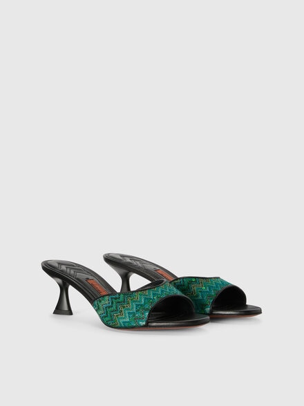 Sandales à motif chevron avec paillettes, Vert  - LS25SY0JBV00HOS615D