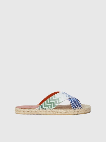 Sandales avec semelle en corde et brides croisées zig zag, Vert  - LS25SY0PBV00HPS615F