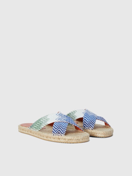 Sandals with rope sole and crossed zig zag straps, Green - LS25SY0PBV00HPS615F