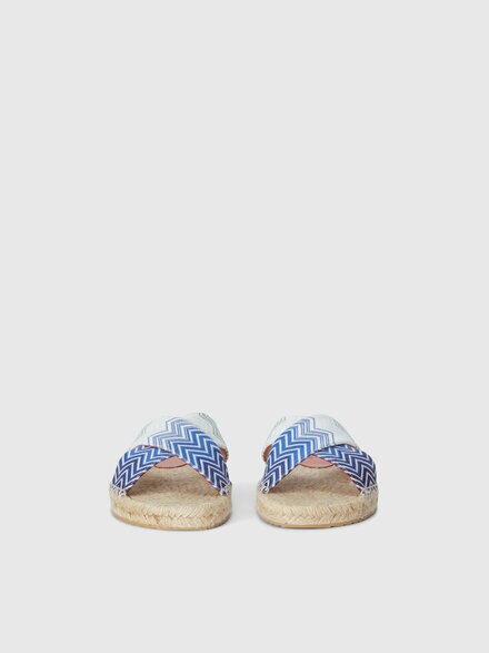 Sandals with rope sole and crossed zig zag straps, Green - LS25SY0PBV00HPS615F