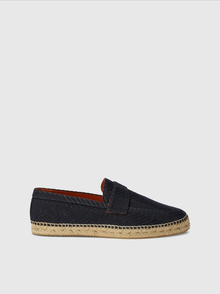 Espadrilles avec semelle en corde et motif zig zag, Bleu - LS25SY0QBV00HPS72N5