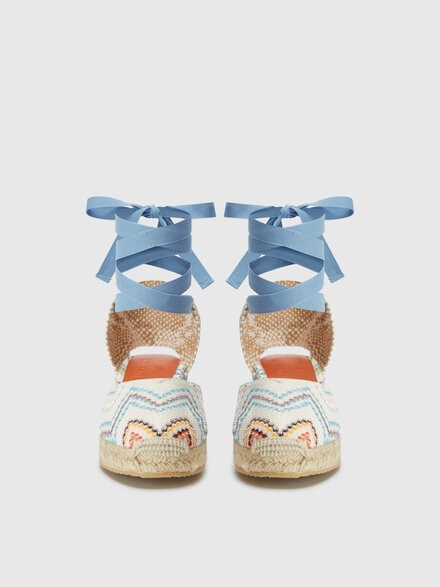Espadrilles with zig zag pattern and adjustable ribbons, Multicoloured  - LS25SY0UBV00HOSM9U1