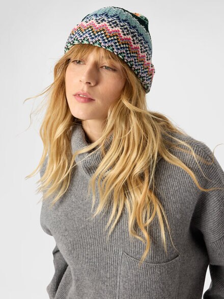 Women’s hat in pure wool, Multicoloured  - LS25WS02BV00IHSM67R