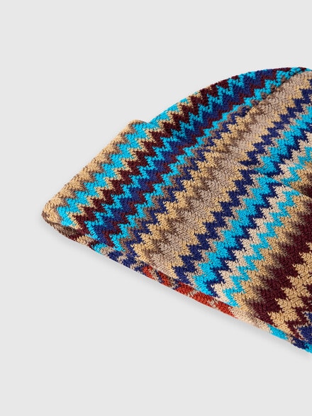 Men’s wool-blend zigzag hat, Multicoloured  - LS25WS05BV00IISM67U