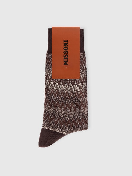 Mid-length cotton-blend zigzag socks, Multicoloured  - LS25WS07BV00IISM67T