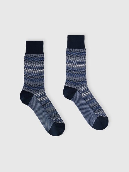 Mid-length cotton-blend zigzag socks, Multicoloured  - LS25WS07BV00IISM67U