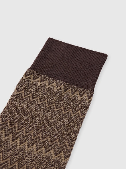 Mid-length cotton-blend 3D zigzag socks, Multicoloured  - LS25WS08BV00IISM67T