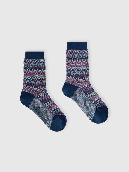 Calzini medi in misto cotone zig zag con profili a contrasto, Multicolore  - LS25WS09BV00IHSM67R