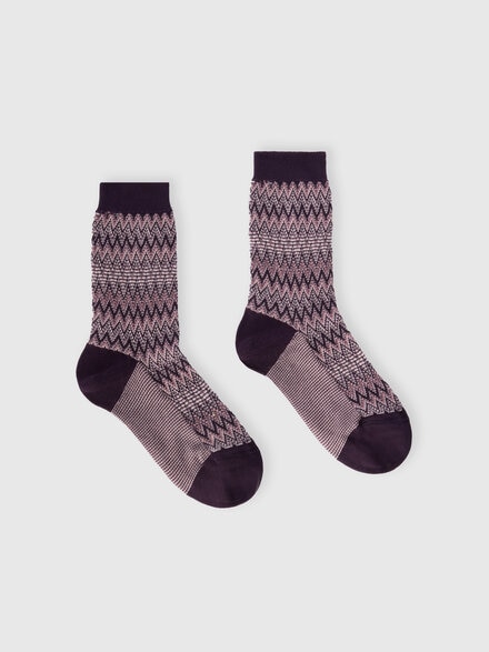 Calzini medi in misto cotone chevron, Multicolore  - LS25WS0ABV00IHSM67S