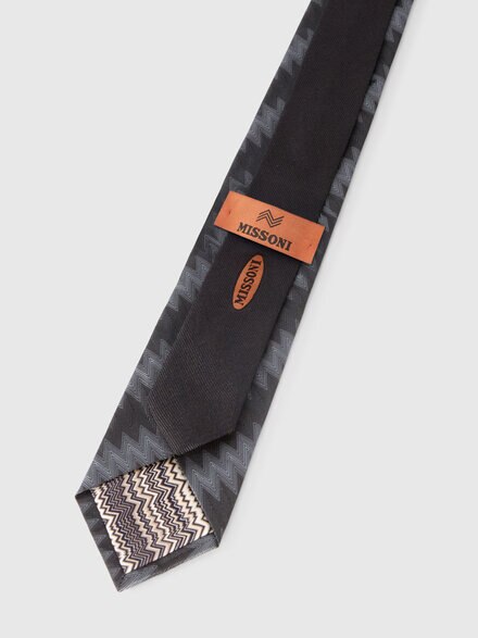 Cravate en soie à motif grec et zigzag, Multicolore  - LS25WS0EBV00IISM67T